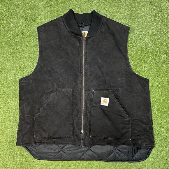 Vintage Carhartt Quilted Canvas Artic Vest Jacket Men’s Size 3XL Black - Picture 1 of 6